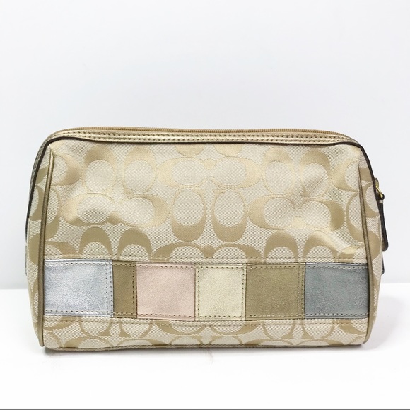 Coach Handbags - Coach • Gold Metallic Patch Cosmetic Bag